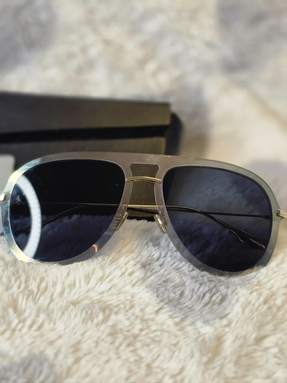 Dior Unisex Silver Aviator Sunglasses - Silver/Blue